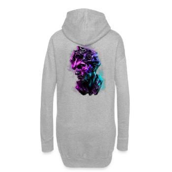 Neon Statue Antike Büste Vaporwave Cyberpunk - Hoodie-Kleid - Grau meliert - Hinten