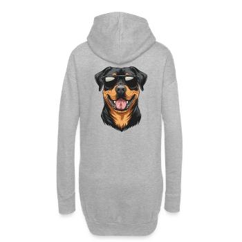 cooler Rottweiler Hund mit Sonnenbrille :-) - Hoodie-Kleid - Grau meliert - Hinten