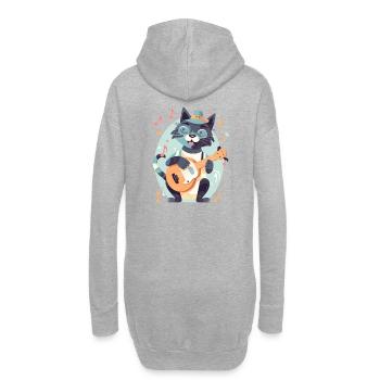 Süße Katze mit Gitarre - Hoodie-Kleid - Grau meliert - Hinten