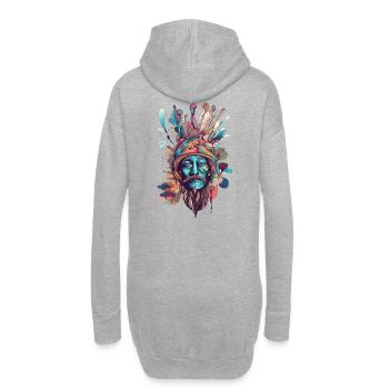 Trippy Schamane - Hoodie-Kleid - Grau meliert - Hinten