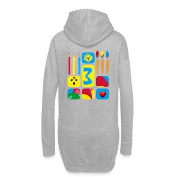 3 / Kindergeburtstags drei mit Herz und Sonne. - Hoodie-Kleid - Grau meliert - Hinten