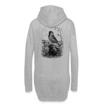 Un joli moineau dessiné artistiquement sur un tronc d’arbre - Sweat-shirt à capuche long Femme - gris chiné - Dos