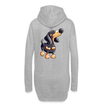 Lustiger Dackel - Hoodie-Kleid - Grau meliert - Hinten