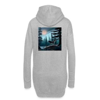 Der einsame Wolf - Hoodie-Kleid - Grau meliert - Hinten