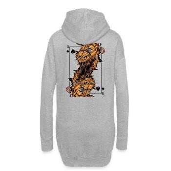 Tiger Steampunk Jeu de cartes Spades Queen Poker - Sweat-shirt à capuche long Femme - gris chiné - Dos