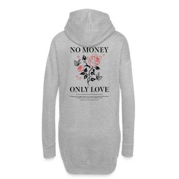 No Money Only Love – Minimalistisches Liebes-State - Hoodie-Kleid - Grau meliert - Hinten