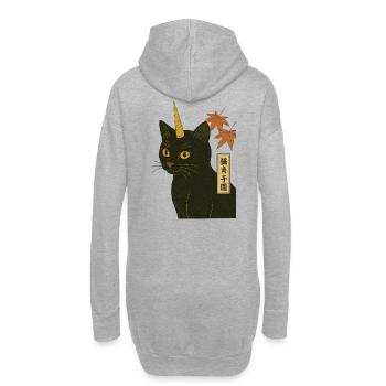 Katze-Einhorn-Druck - Hoodie-Kleid - Grau meliert - Hinten