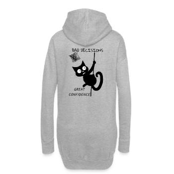 Chat noir drôle grimpe à la corde - Sweat-shirt à capuche long Femme - gris chiné - Dos