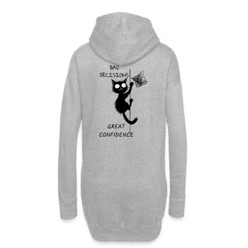 drôle de chat noir sur le cordon - Sweat-shirt à capuche long Femme - gris chiné - Dos