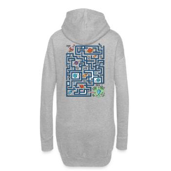 Weltraum Labyrinth Raketenpfad - Hoodie-Kleid - Grau meliert - Hinten