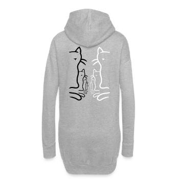 Retro Katzen Katze Vintage 80er 90er - Hoodie-Kleid - Grau meliert - Hinten