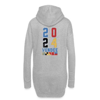 Design régate globe Année 2024 Vendée  - Sweat-shirt à capuche long Femme - gris chiné - Dos