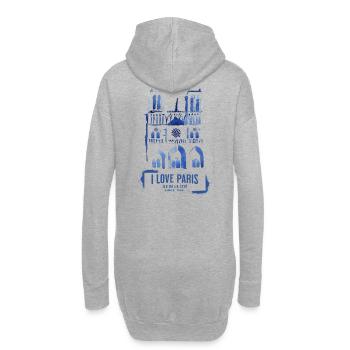 Cathédrale Notre-Dame en Aquatint Bleue - Sweat-shirt à capuche long Femme - gris chiné - Dos