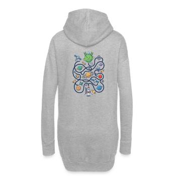 Cosmic Cutie: Galaktisches Labyrinth - Hoodie-Kleid - Grau meliert - Hinten