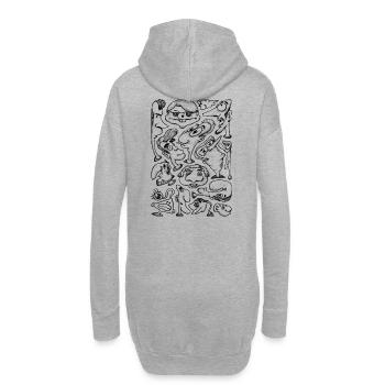 Cartoon Faces - Hoodie Dress - heather grey - Back