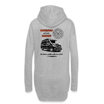 Camping Kastenwagen Wohnmobil Spruch mit Kompass - Hoodie-Kleid - Grau meliert - Hinten