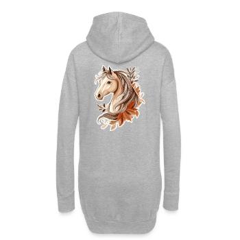 Cheval Automne - Sweat-shirt à capuche long Femme - gris chiné - Dos
