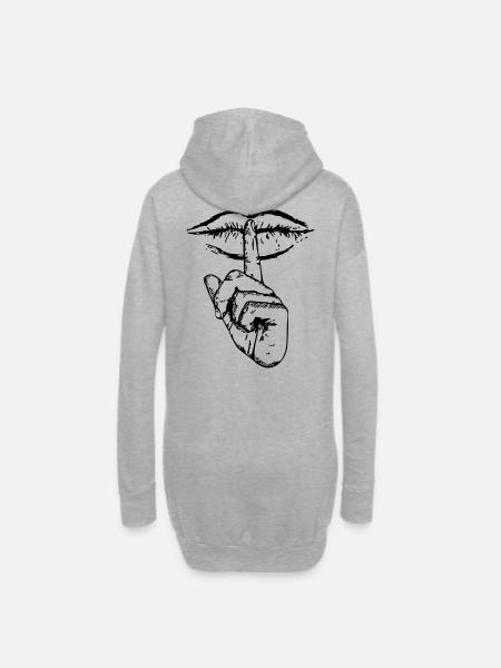 Mouth Shut - Sweat-shirt à capuche long Femme - gris chiné