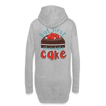 But first chocolate cake Schoko Kuchen Spruch - Hoodie-Kleid - Grau meliert - Hinten