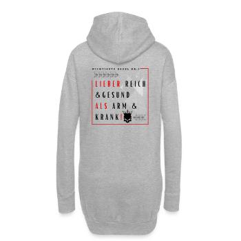 Lieber Reich und Gesund als Arm und Krank Spruch - Hoodie-Kleid - Grau meliert - Hinten
