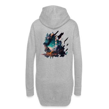 Futuristischer japanische Stadt - Hoodie-Kleid - Grau meliert - Hinten