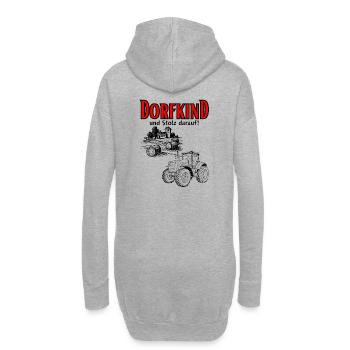 Dorfkind und stolz darauf- Spruch mit Traktor - Hoodie-Kleid - Grau meliert - Hinten