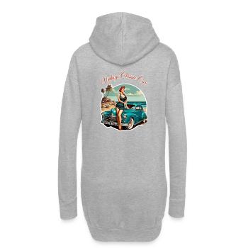 Vintage Voiture Classique Rétro Pin Up Girl - Sweat-shirt à capuche long Femme - gris chiné - Dos
