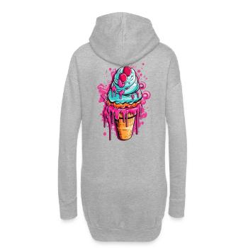 Bunte Eistorte mit Früchten - Hoodie-Kleid - Grau meliert - Hinten