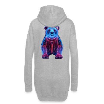 Neon Bär in Cyber-Design - Hoodie-Kleid - Grau meliert - Hinten