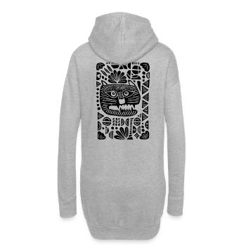 Tigre | Linogravure - Sweat-shirt à capuche long Femme - gris chiné - Dos