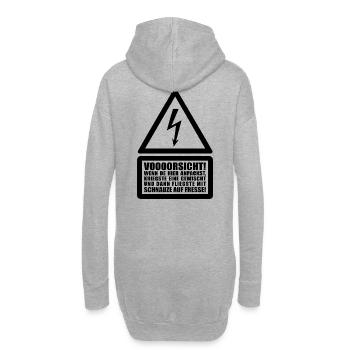 Voooorsicht ! Menschenrechte Achtung Warnung Strom - Hoodie-Kleid - Grau meliert - Hinten