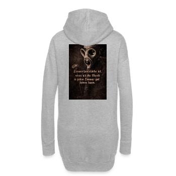 Gasmaske und Blume mit Spruch - Hoodie-Kleid - Grau meliert - Hinten