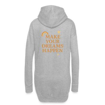 Make Your Dreams Happen Spruch Design - Hoodie-Kleid - Grau meliert - Hinten