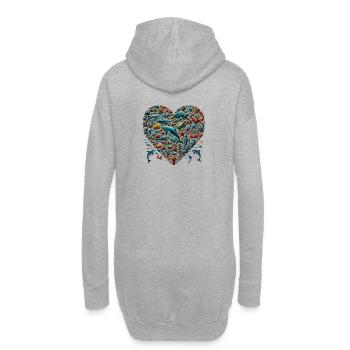 Meerestiere Herzform Ozean Liebe - Hoodie-Kleid - Grau meliert - Hinten