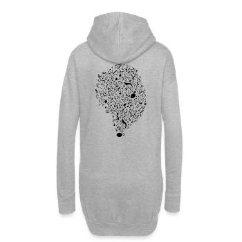 Noten Musik - Hoodie-Kleid - Grau meliert - Hinten