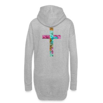 Croix Jésus Dieu religion Église Pape Vatican - Sweat-shirt à capuche long Femme - gris chiné - Dos