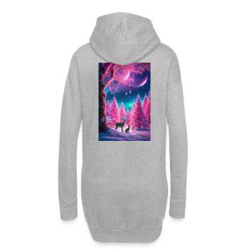 Neon-Winterhirsch-Traum - Hoodie-Kleid - Grau meliert - Hinten