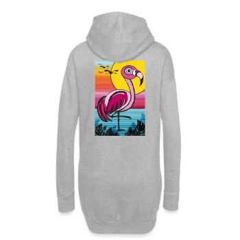 Flamingo im Sonnenuntergang - Hoodie-Kleid - Grau meliert - Hinten