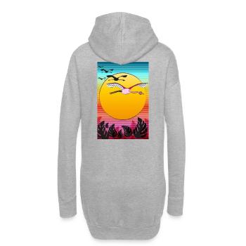 Fliegende Flamingos im Sonnenuntergang - Hoodie-Kleid - Grau meliert - Hinten