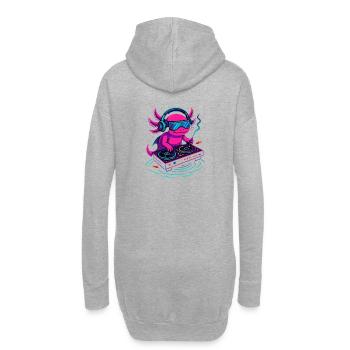 DJ-Axolotl mit Cyperpunk Vibe - Hoodie-Kleid - Grau meliert - Hinten