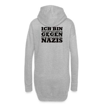 Ich bin gegen Nazis – Statement Design - Hoodie-Kleid - Grau meliert - Hinten