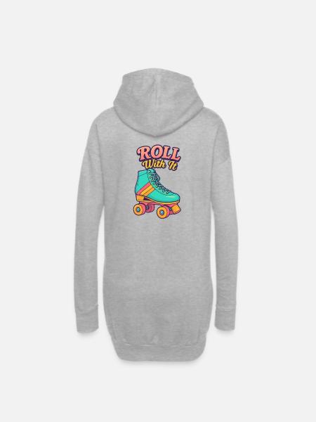 Retro Roller Skate Motif Design - Hoodie Dress - heather grey