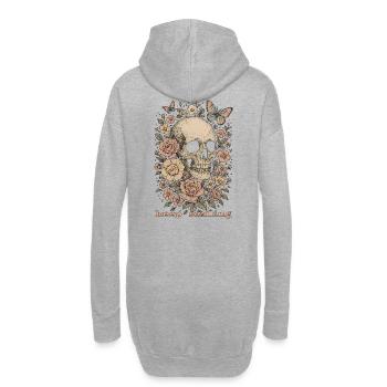 Keep smiling - Totenkopf & Blumen - Hoodie-Kleid - Grau meliert - Hinten