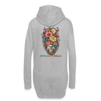 Crâne et fleurs - donne-moi un sourire - Sweat-shirt à capuche long Femme - gris chiné - Dos