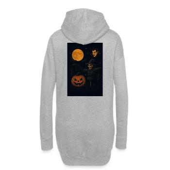 Halloween Hexen Kürbis mit Mondstimmung - Hoodie-Kleid - Grau meliert - Hinten