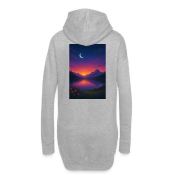 Mondnacht am Bergsee - Hoodie-Kleid - Grau meliert - Hinten