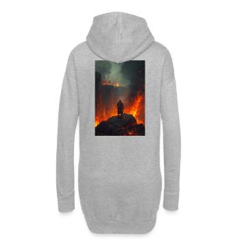 Chevalier flamboyant au champ de lave - Sweat-shirt à capuche long Femme - gris chiné - Dos