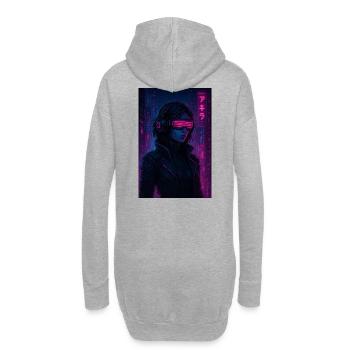Cyberpunk Neon Pilot - Hoodie-Kleid - Grau meliert - Hinten