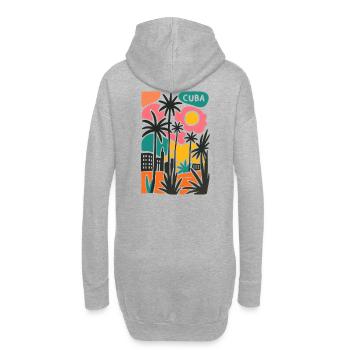 Coucher de soleil tropical avec palmiers - Sweat-shirt à capuche long Femme - gris chiné - Dos