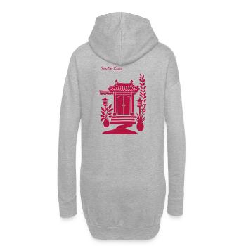 Porte du temple coréen en rose - Sweat-shirt à capuche long Femme - gris chiné - Dos